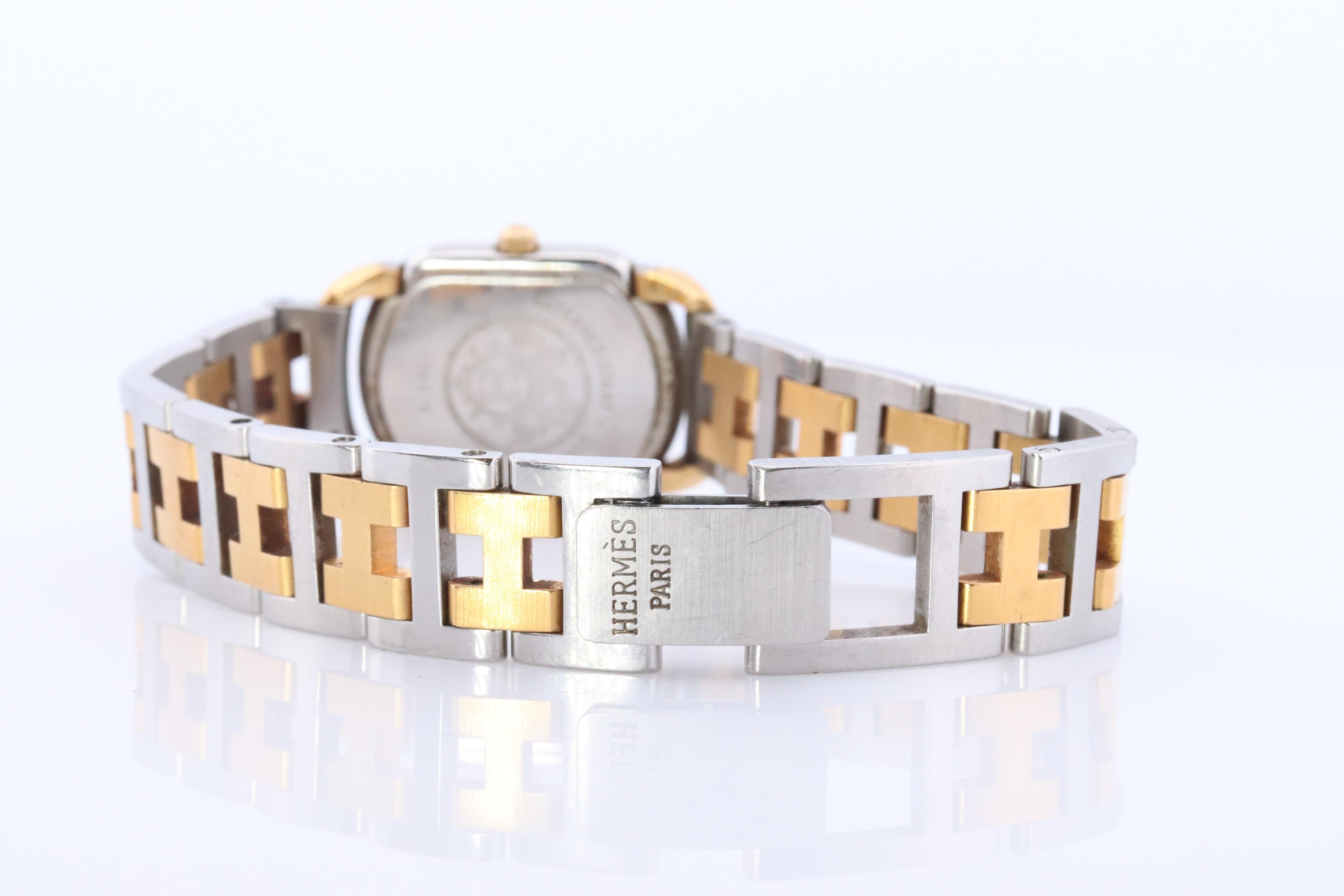 Genuine HERMES RALLYE Edelstahl 21mm RA1.220 Quarzuhr Champagner. 3