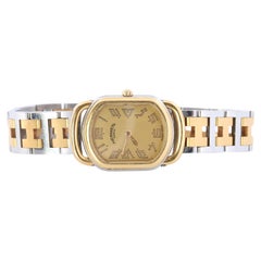Genuine HERMES RALLYE Edelstahl 21mm RA1.220 Quarzuhr Champagner.