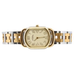 HERMÈS RALLYE, véritable montre champagne à quartz en acier inoxydable 21 mm RA1,220