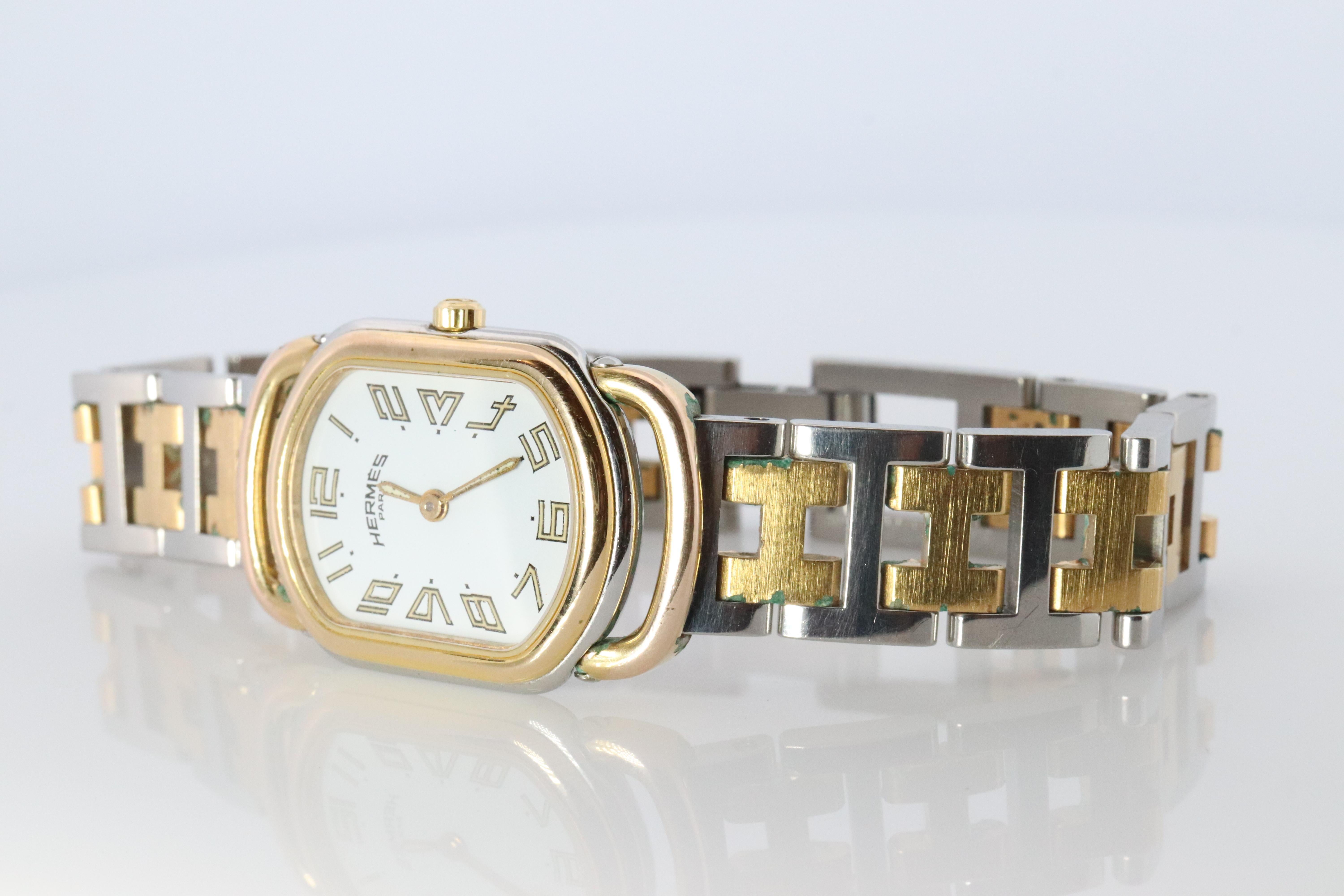 Modern Genuine HERMES RALLYE Stainless Steel 21mm RA1.220 Quartz Watch White. For Sale