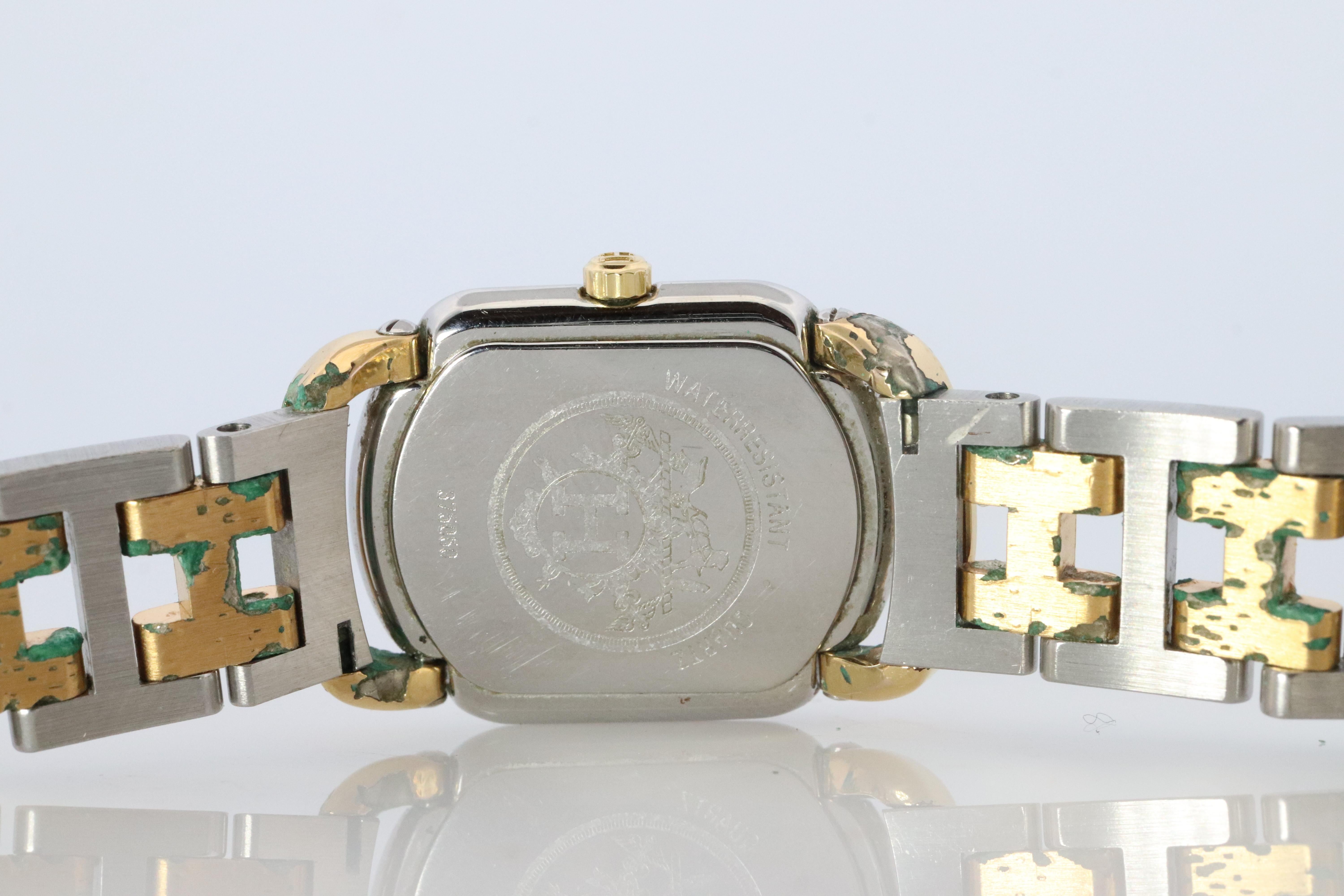Women's Genuine HERMES RALLYE Stainless Steel 21mm RA1.220 Quartz Watch White. For Sale