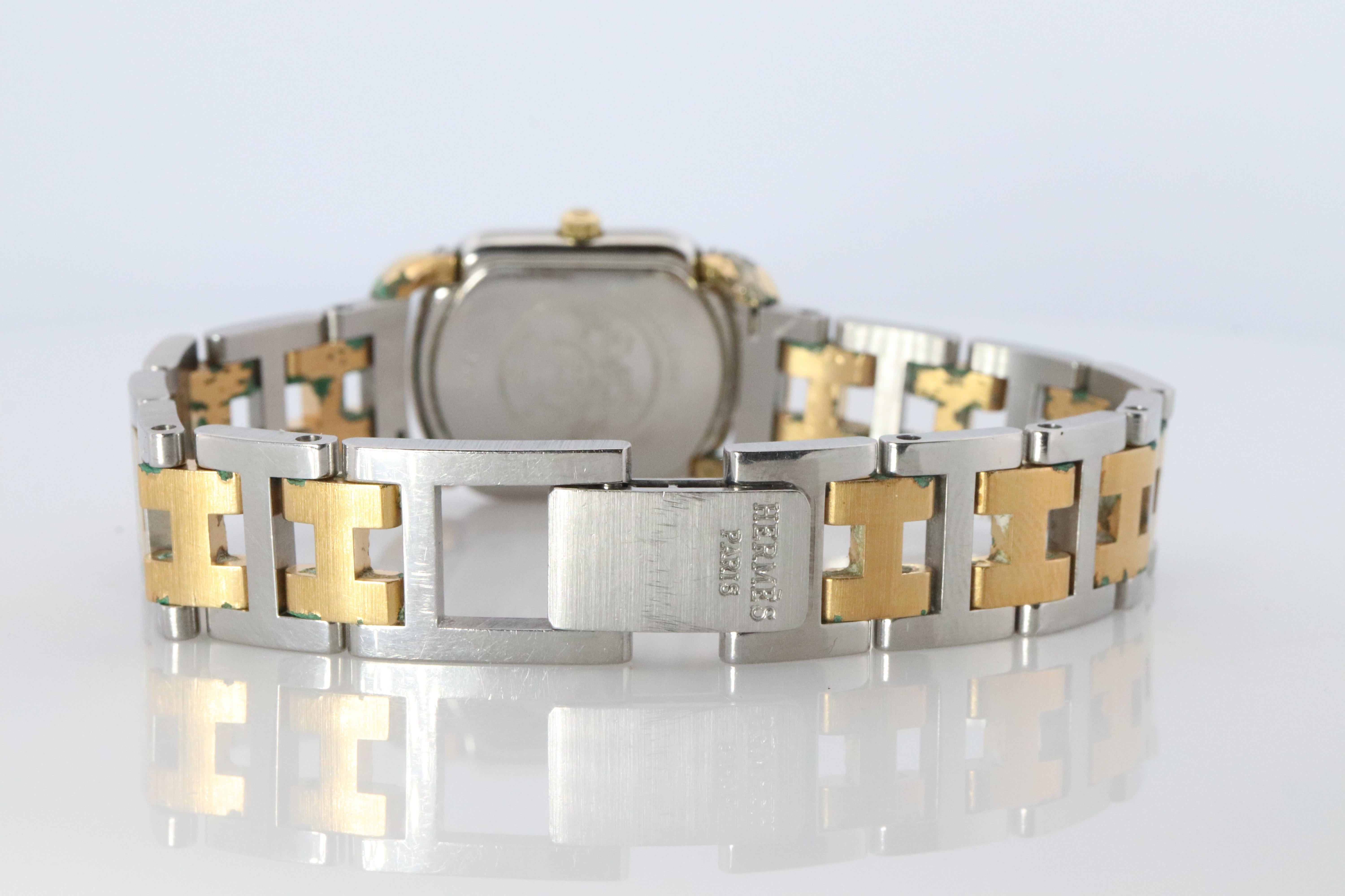Genuine HERMES RALLYE Stainless Steel 21mm RA1.220 Quartz Watch White. For Sale 1