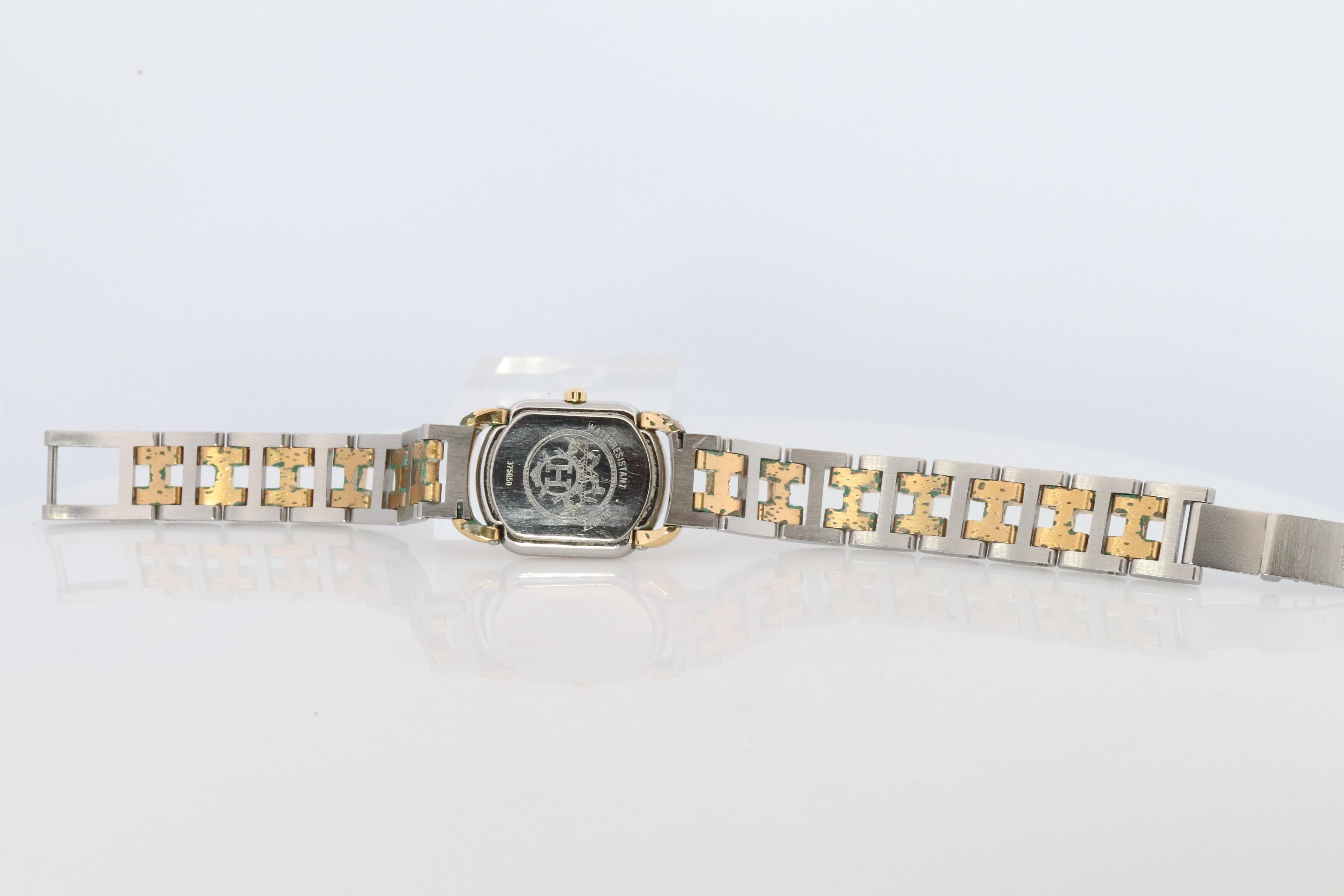 Genuine HERMES RALLYE Stainless Steel 21mm RA1.220 Quartz Watch White. For Sale 2