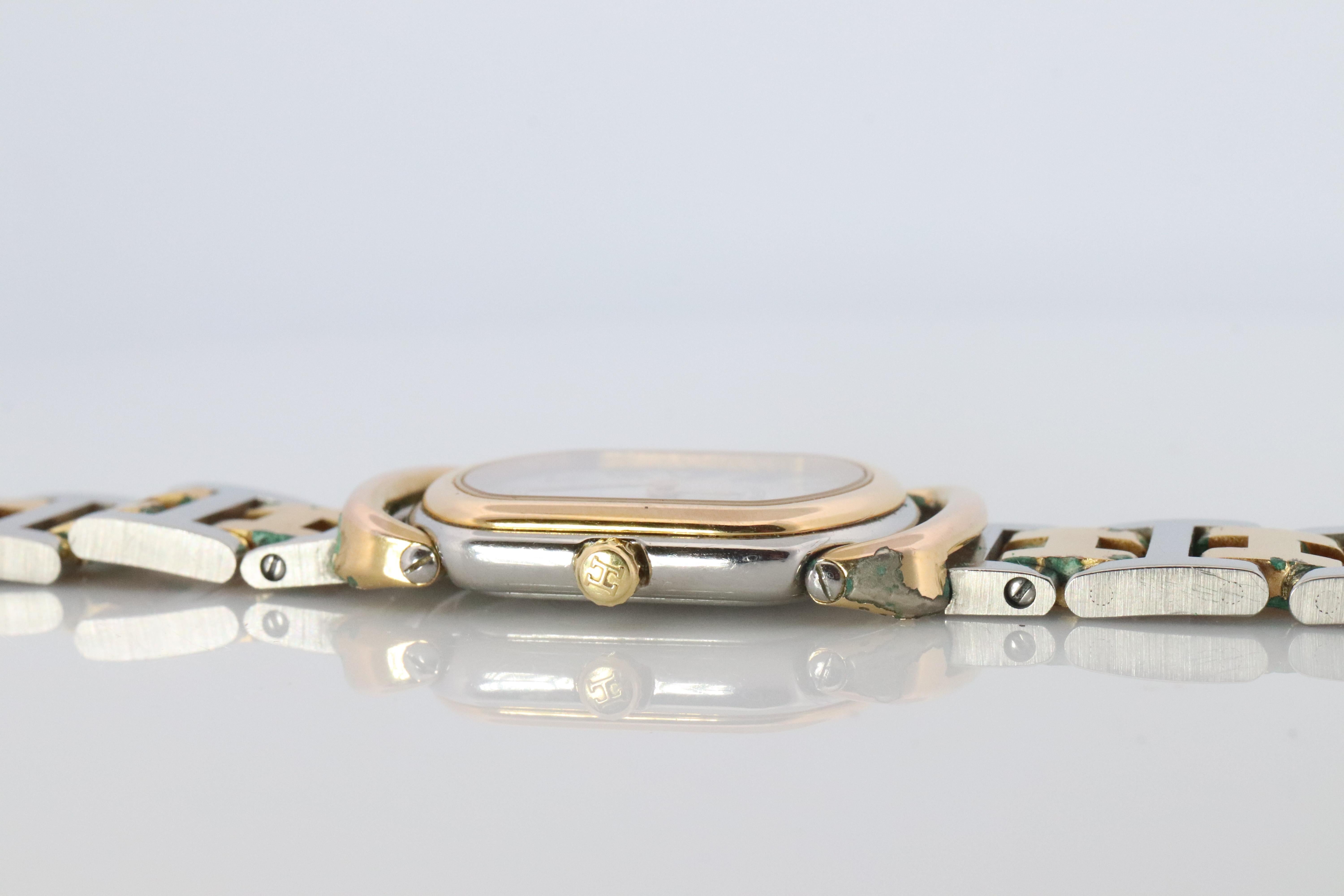 Genuine HERMES RALLYE Stainless Steel 21mm RA1.220 Quartz Watch White. For Sale 3
