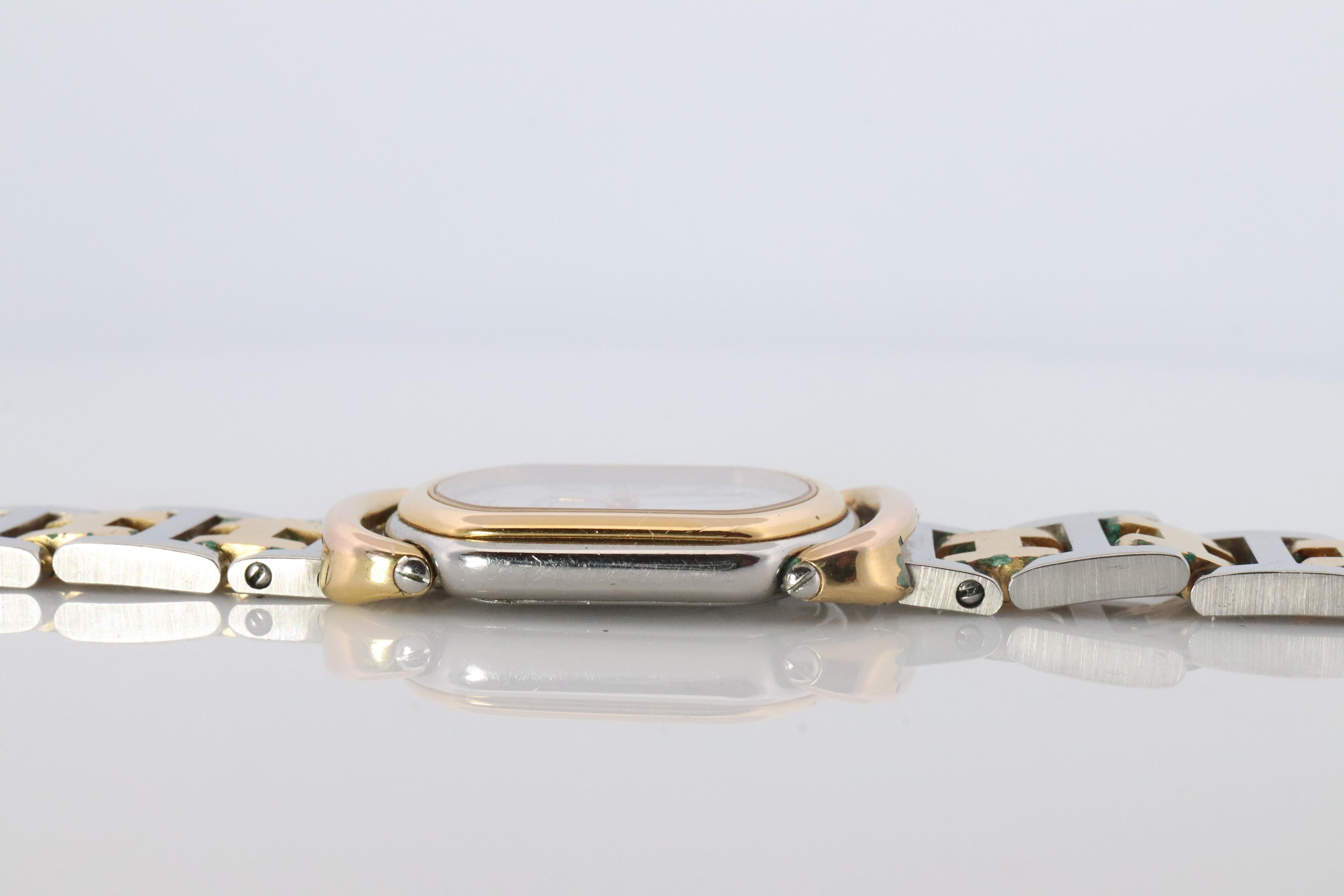 Genuine HERMES RALLYE Stainless Steel 21mm RA1.220 Quartz Watch White. For Sale 4