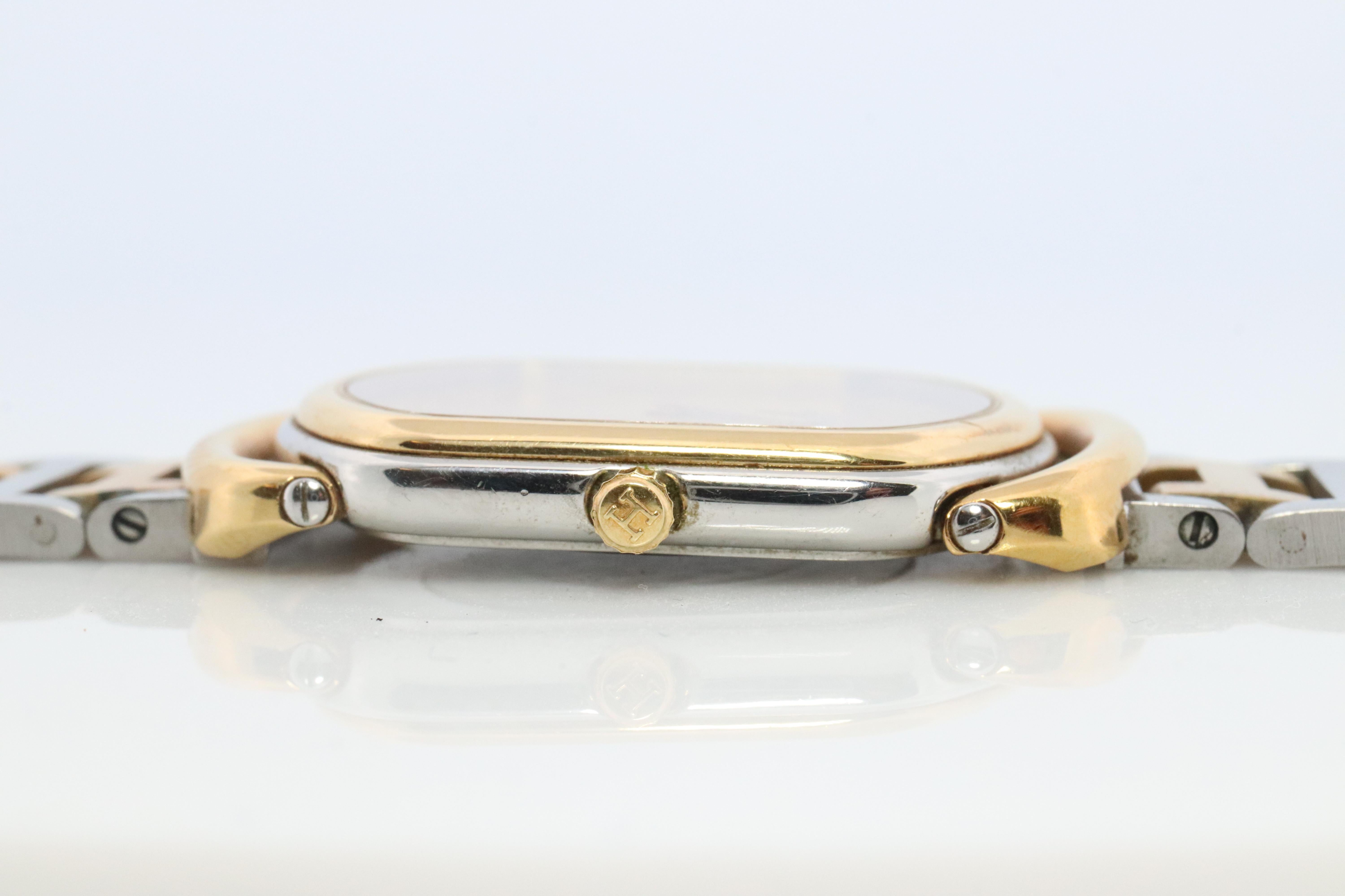 Genuine HERMES RALLYE XL Stainless Steel 25mm RA1.240 Quartz Watch Champagne. 2