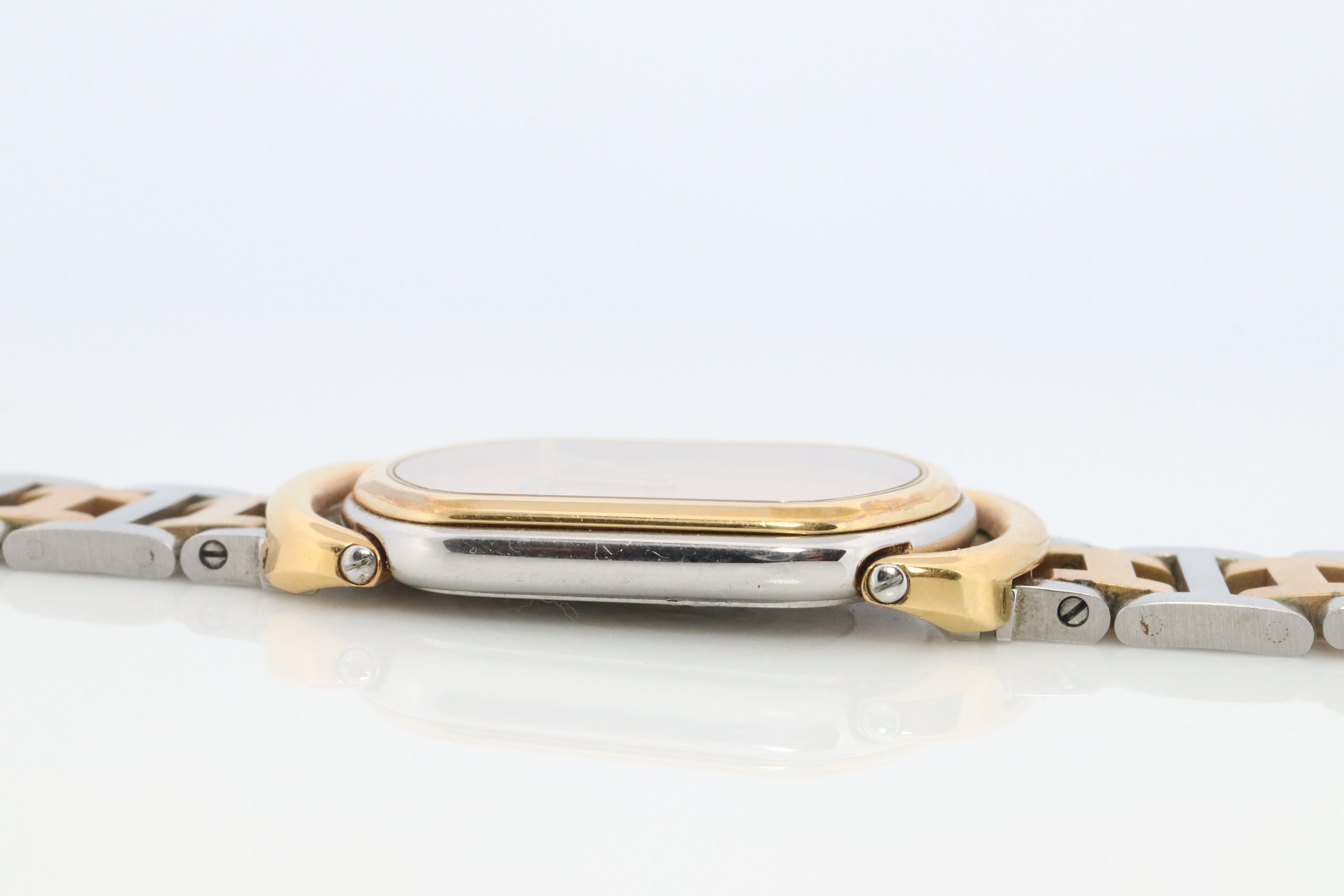 Genuine HERMES RALLYE XL Stainless Steel 25mm RA1.240 Quartz Watch Champagne. 3