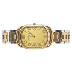Genuine HERMES RALLYE XL Stainless Steel 25mm RA1.240 Quartz Watch Champagne.