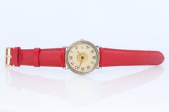 Genuine HERMES Sellier 32mm Runde SS und 18k Quarz-Uhr mit weißem Zifferblatt.