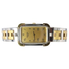 Echte HERMES Edelstahl 24mm Rectangle Croisiere Quarzuhr Weiß.