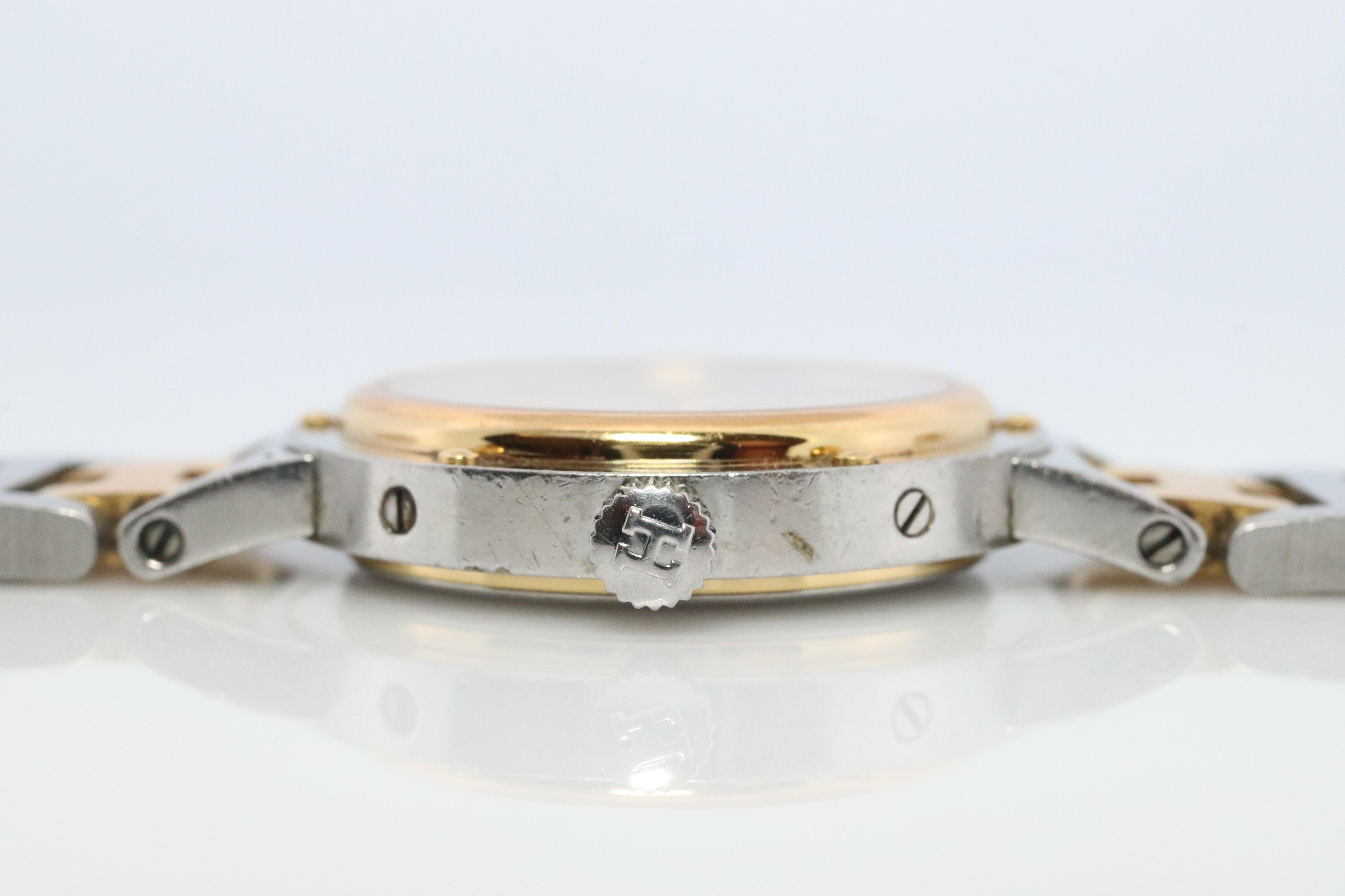 Genuine HERMES Stainless Steel 24mm Round Clipper Quartz Watch Champagne. 3