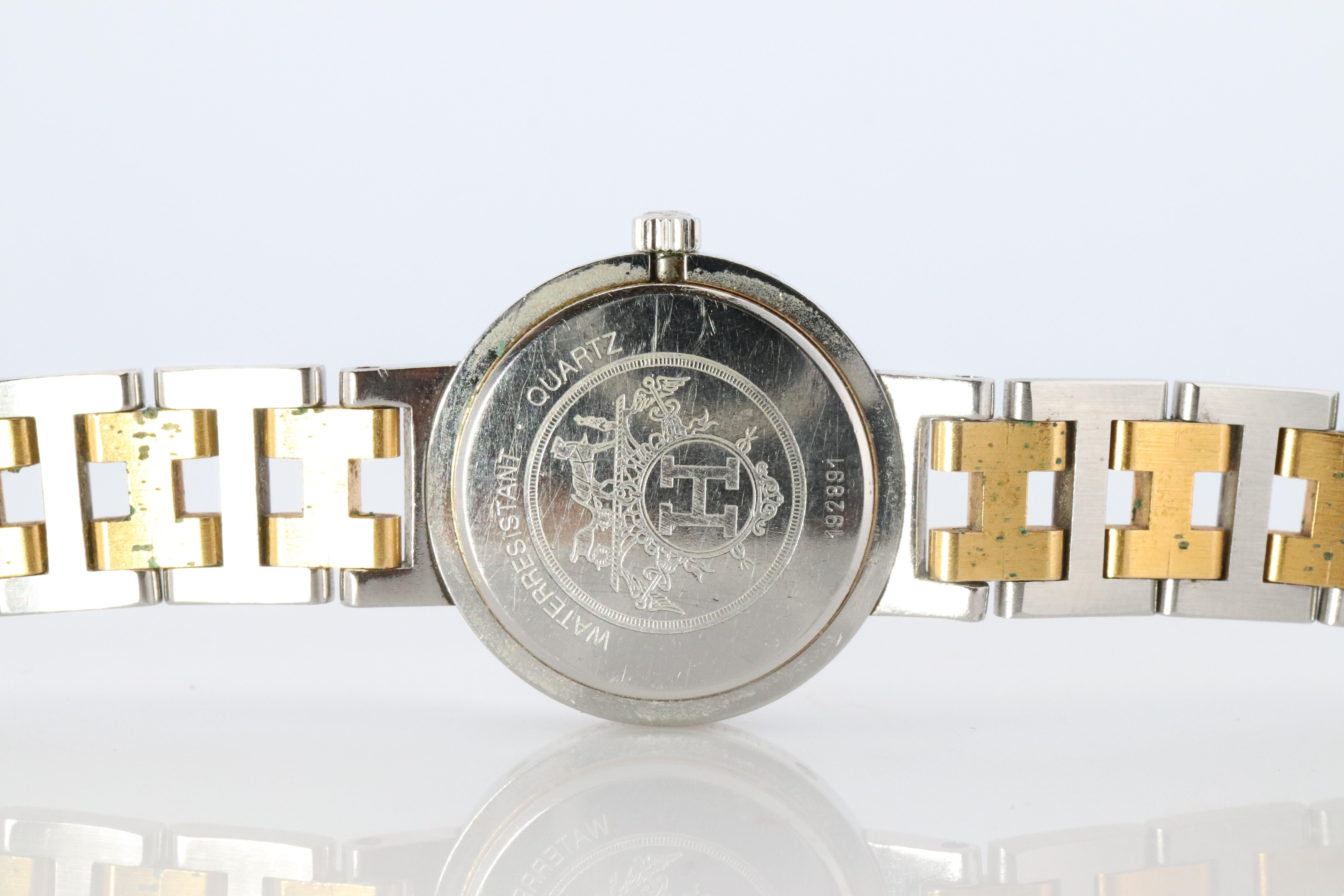 Genuine HERMES Stainless Steel 24mm Round Clipper Quartz Watch White Dial. For Sale 2