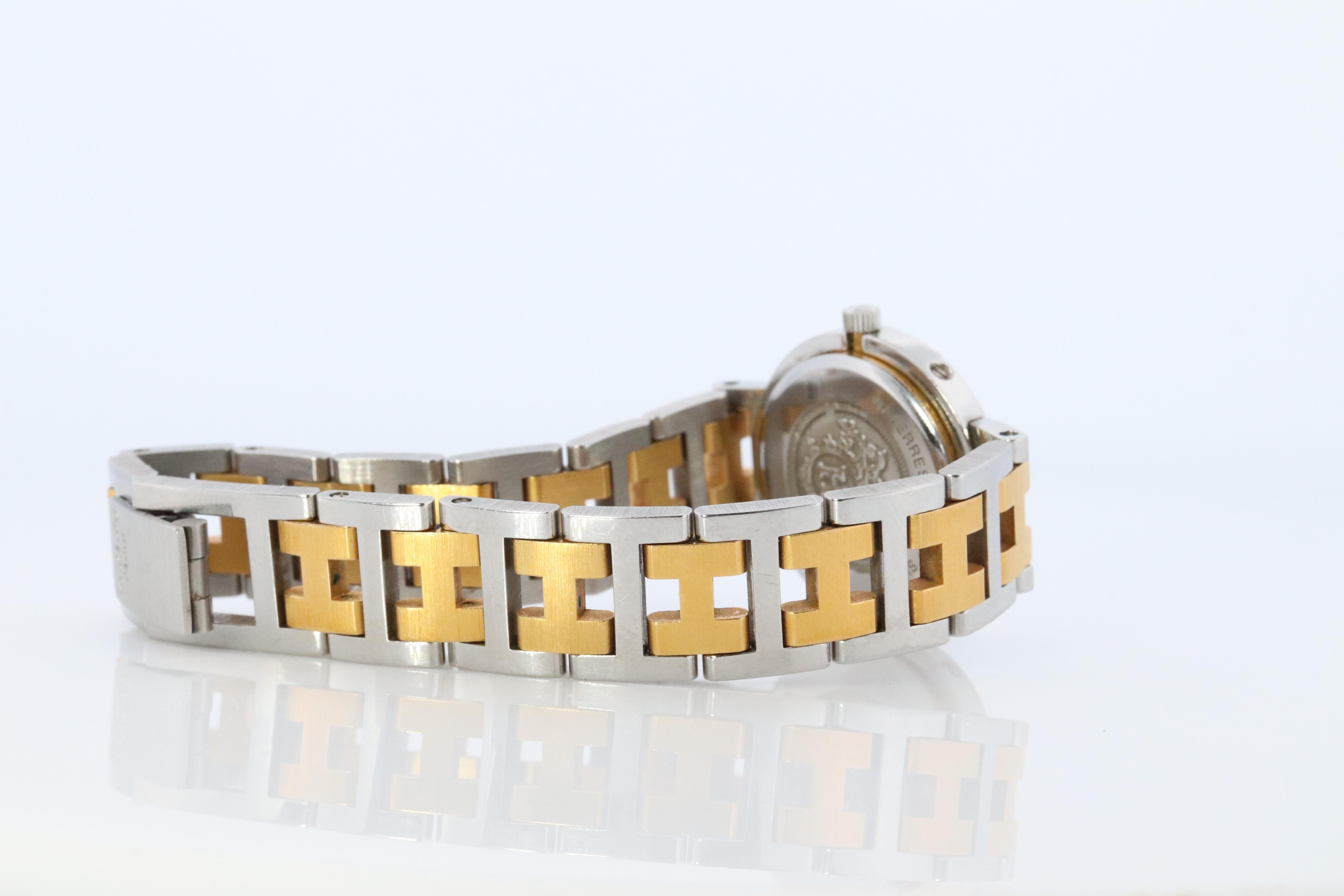 Genuine HERMES Stainless Steel 24mm Round Clipper Quartz Watch White Dial. 4