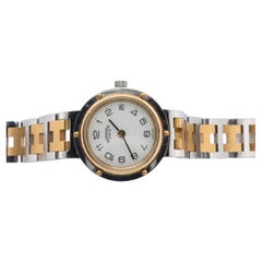 Genuine HERMES Stainless Steel 24mm Round Clipper Quartz Watch White Dial.