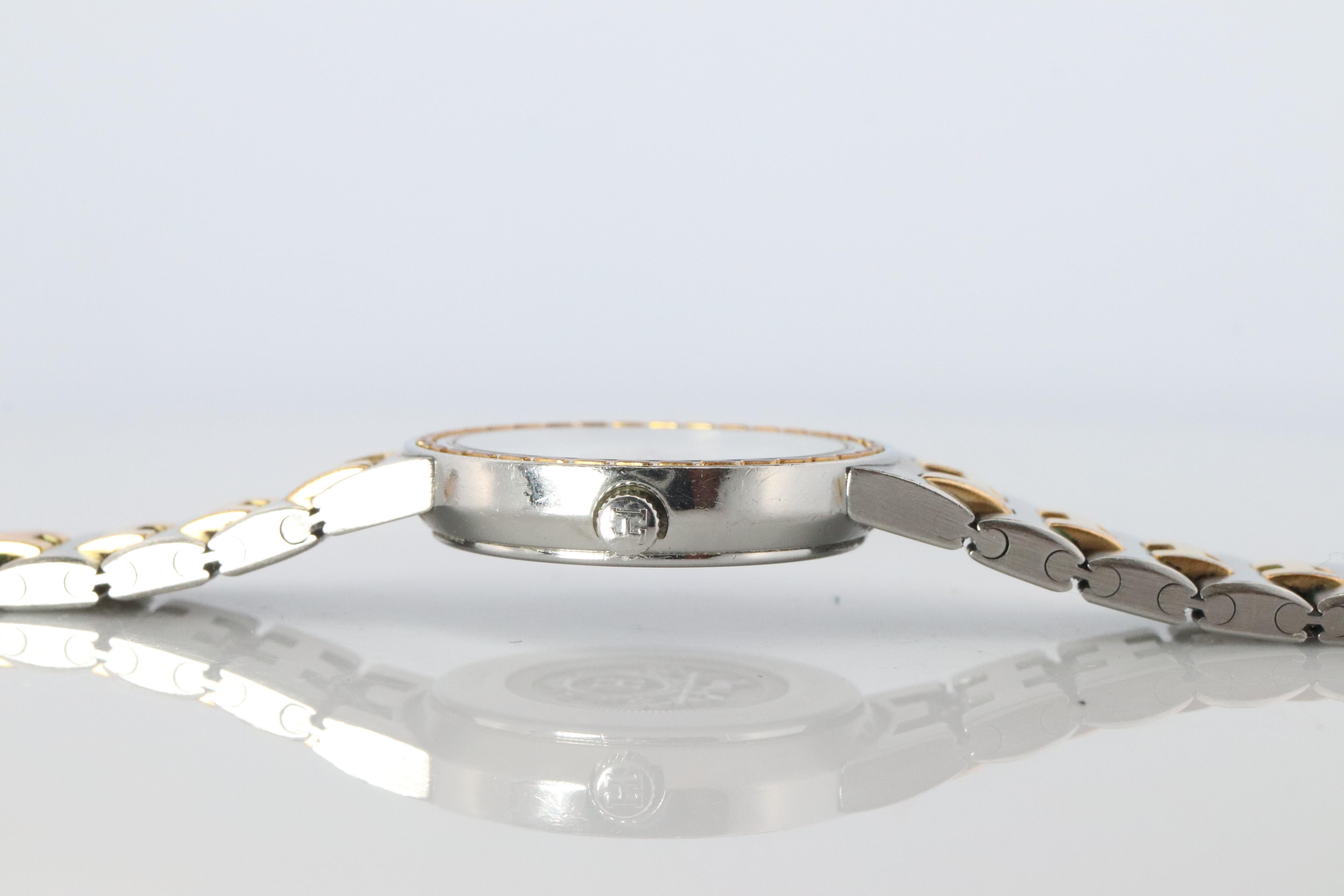 Genuine HERMES Stainless Steel 24mm Round Sellier Quartz Watch White Dial. im Angebot 5