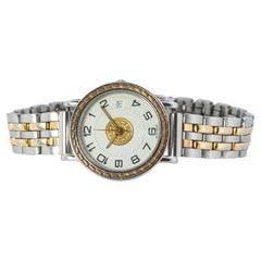 Genuine HERMES Stainless Steel 24mm Round Sellier Quartz Watch White Dial.