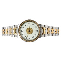 Genuine HERMES Stainless Steel 24mm Round Sellier Quartz Watch White Dial.