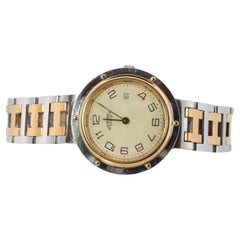 Genuine HERMES Stainless Steel 30mm Round Clipper Quartz Watch White.