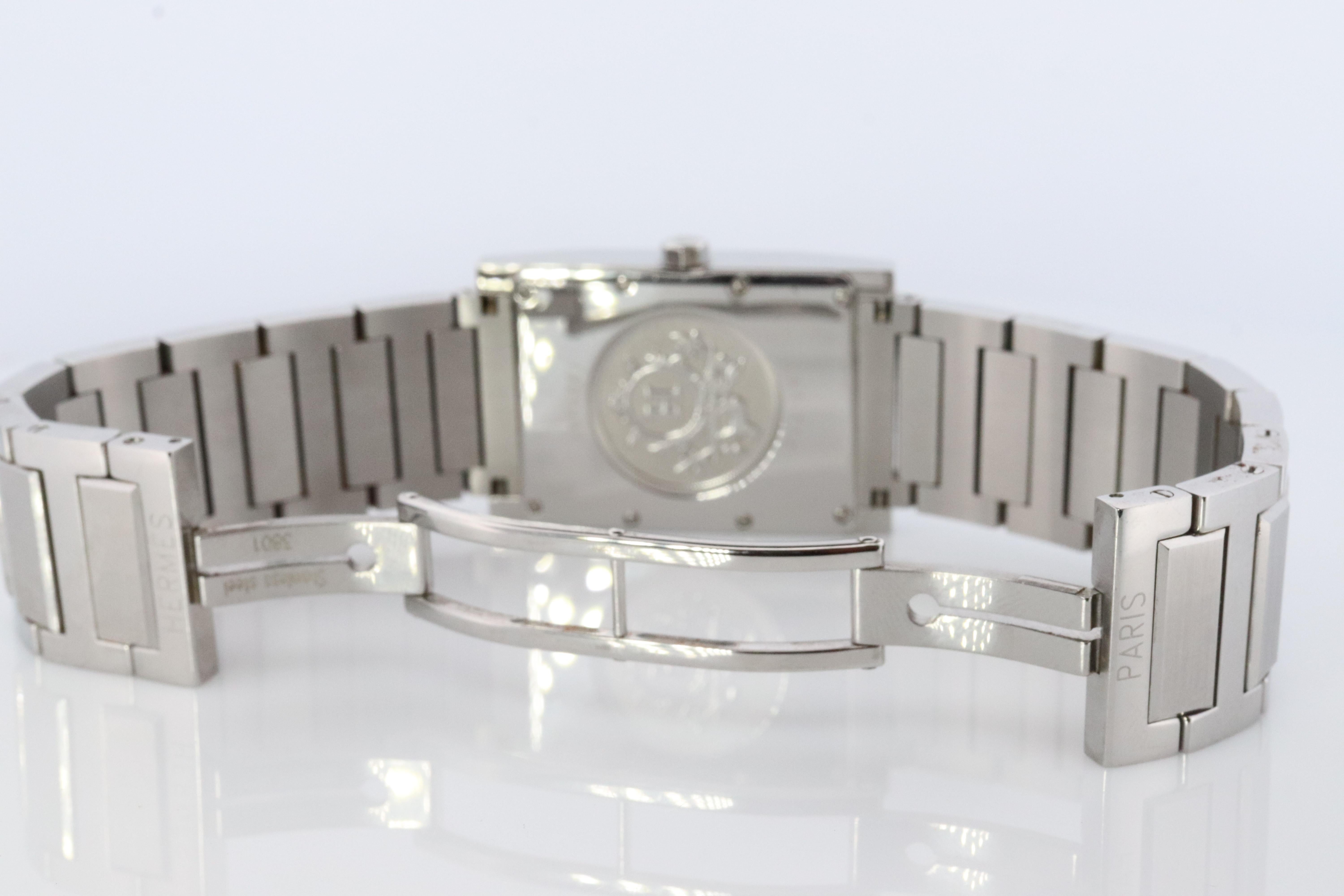 Original HERMES TA1.710. Hermes Tandem Edelstahl Herrenuhr rechteckig. (Moderne)