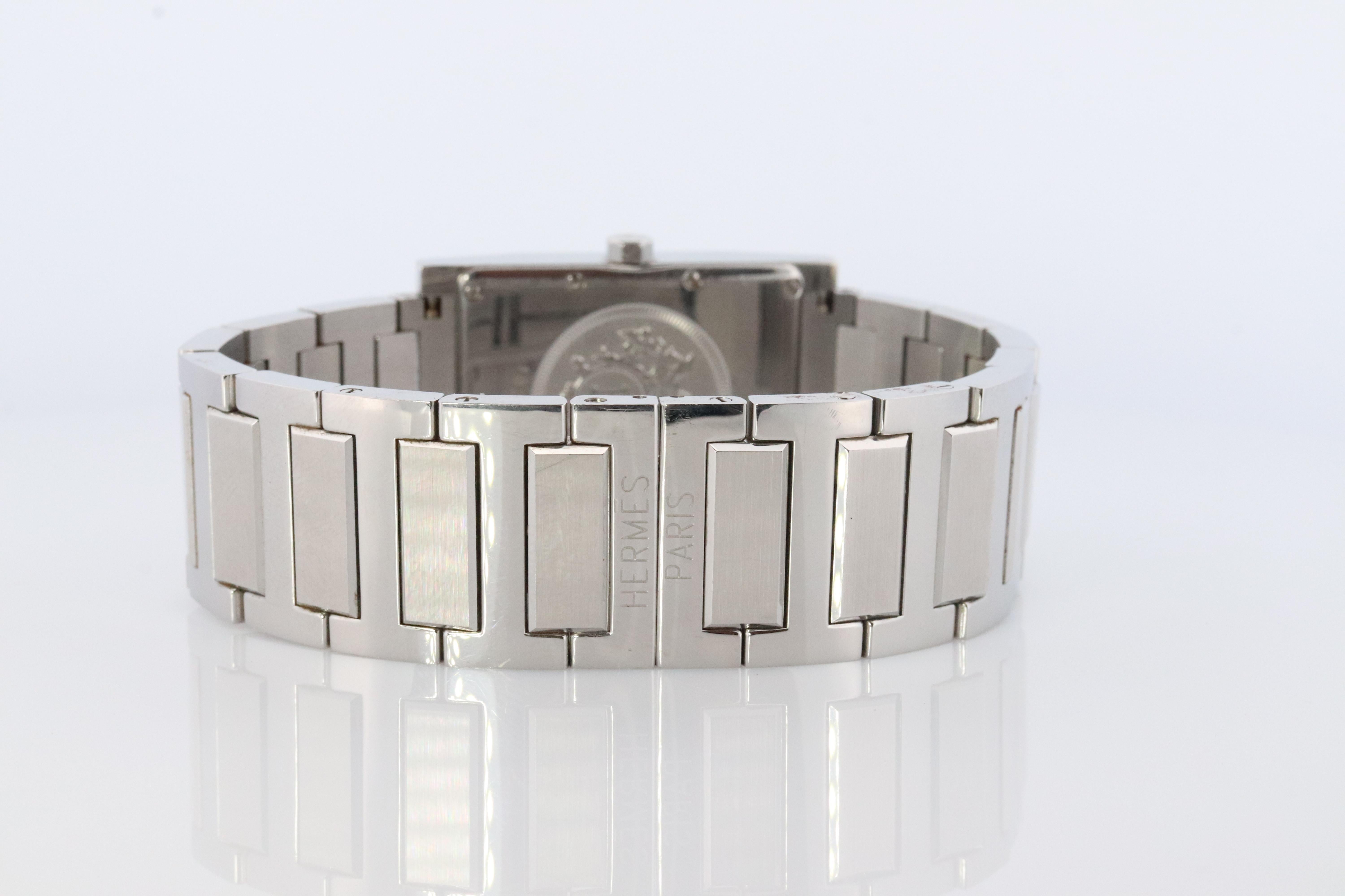 Original HERMES TA1.710. Hermes Tandem Edelstahl Herrenuhr rechteckig. Damen