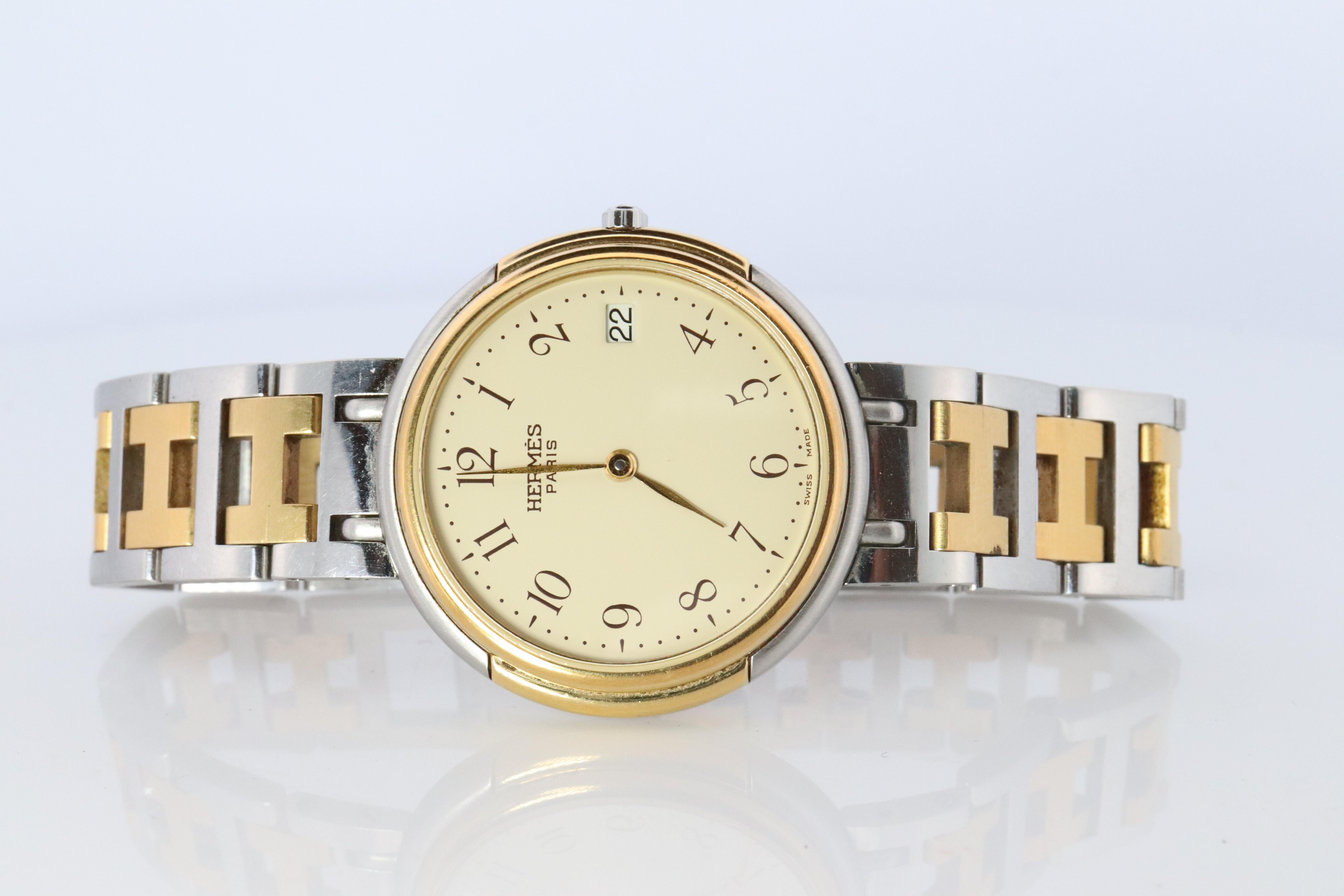 Modern Genuine HERMES Windsor GM 31mm Round Quartz Watch White Dial For Sale