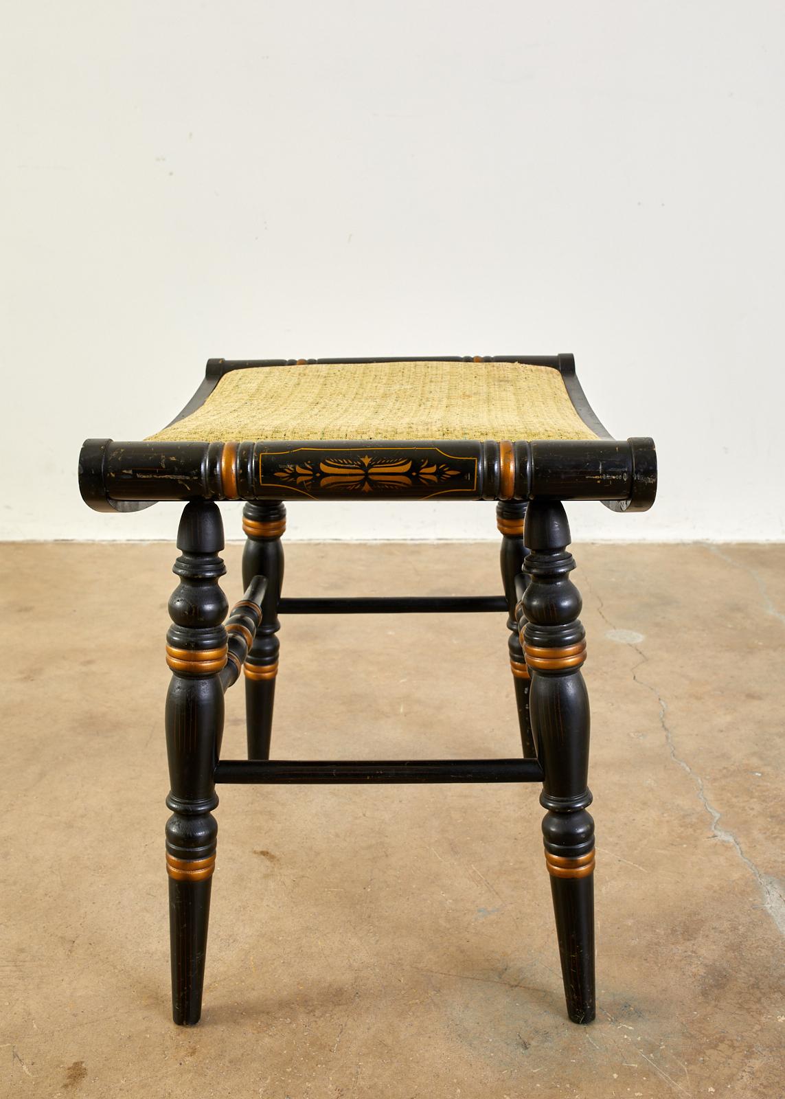 20th Century Genuine Hitchcock Federal Style Ebonized Footstool For Sale