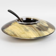 Bol à caviar moderniste en corne et cristal, circa 2000