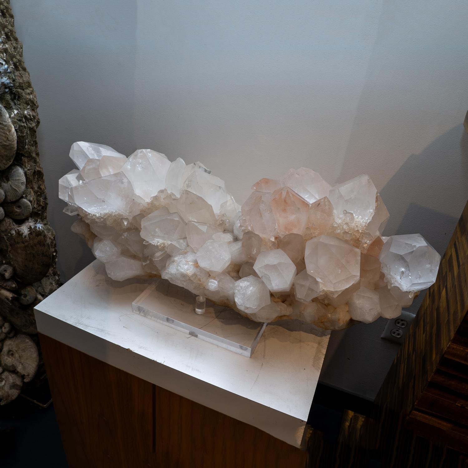 Contemporary Genuine Huge Clear Quartz Crystal Cluster Point from Brazil For Sale