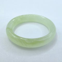Genuine Icy Light Apple Green Serpentine Jade Ring