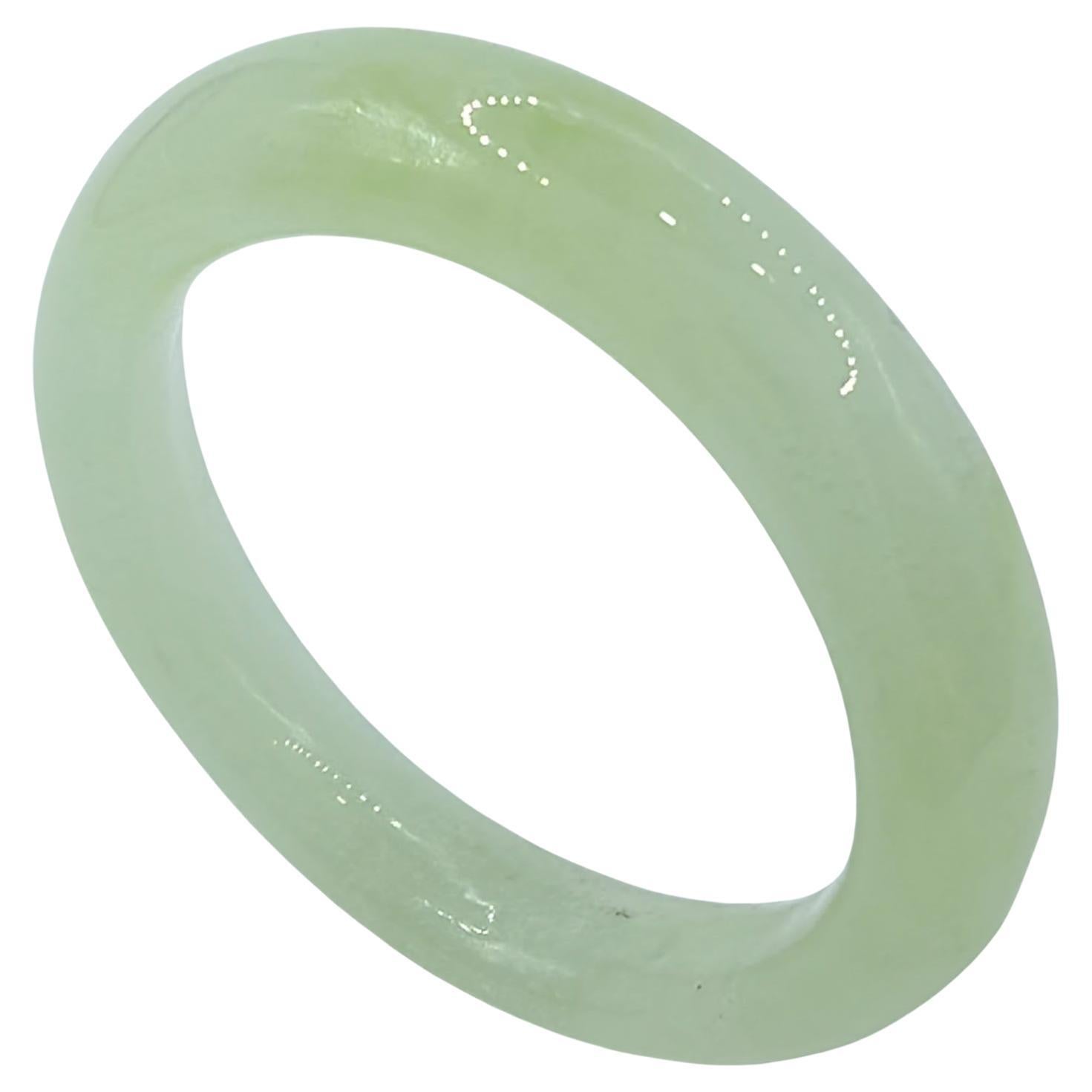 Genuine Icy Light Apple Green Serpentine Jade Ring For Sale