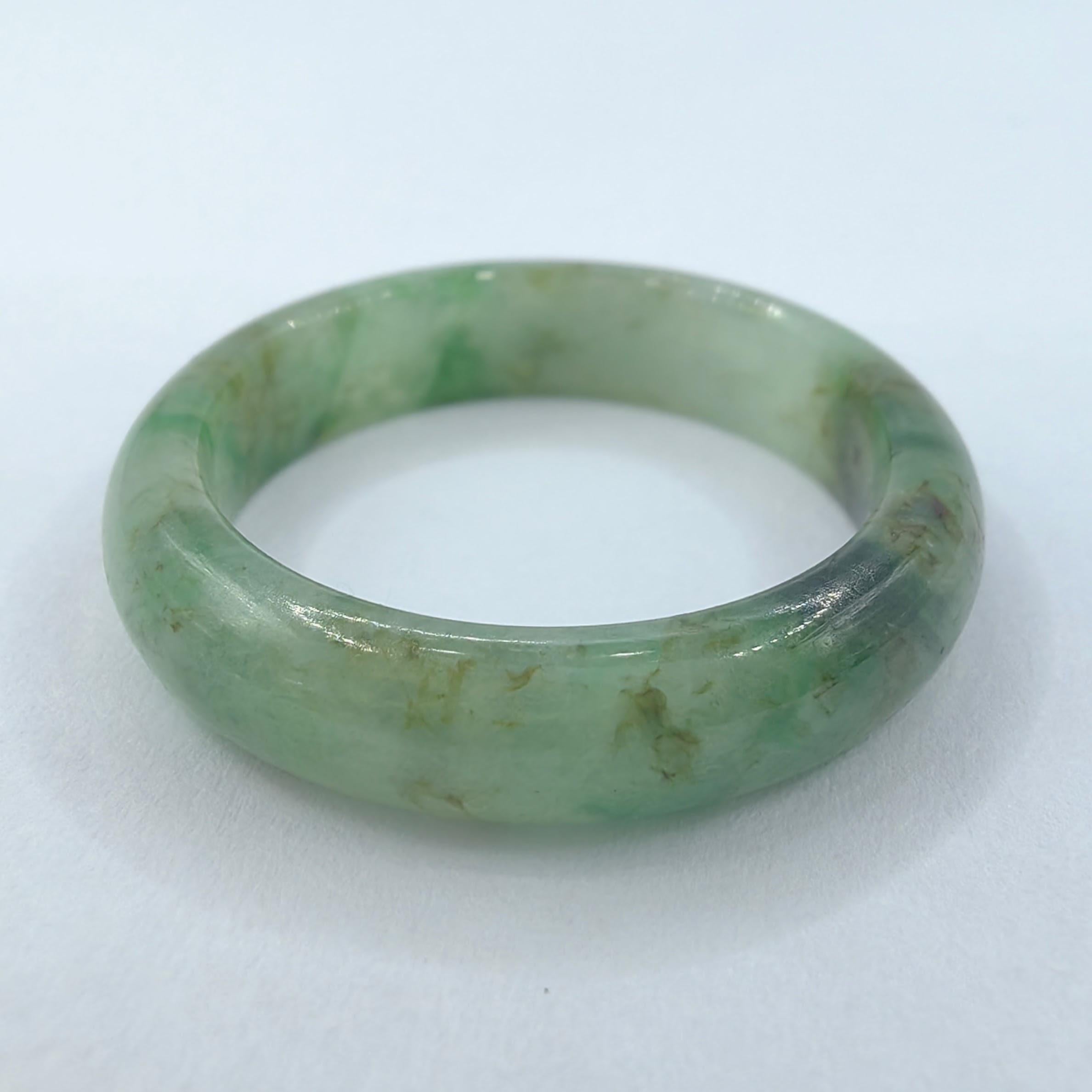 Genuine Icy Olive Green Serpentine Jade Ring For Sale 1