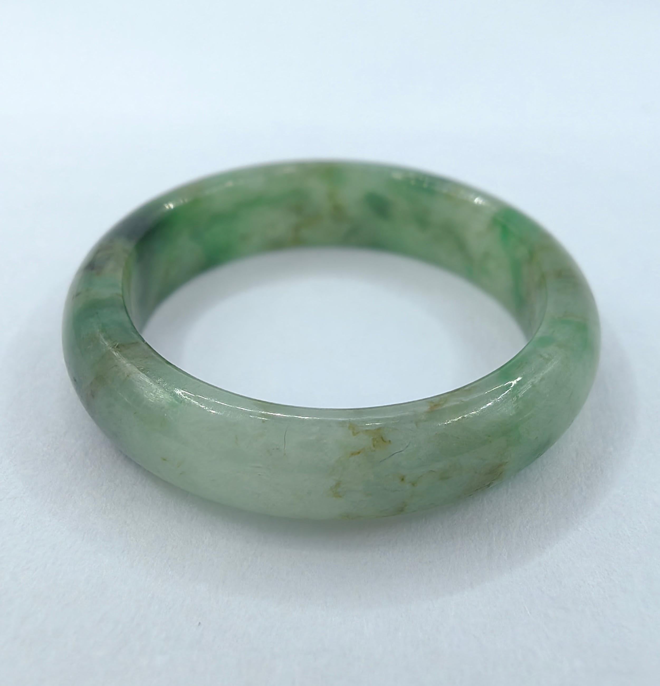 Genuine Icy Olive Green Serpentine Jade Ring For Sale 3