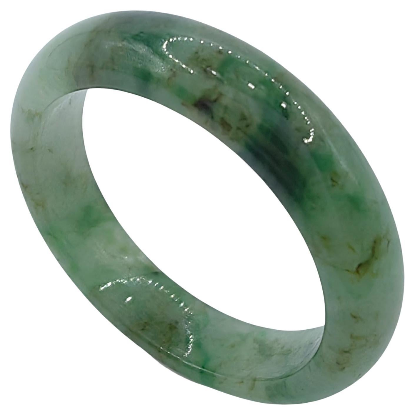 Genuine Icy Olive Green Serpentine Jade Ring For Sale