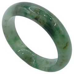 Retro Genuine Icy Olive Green Serpentine Jade Ring