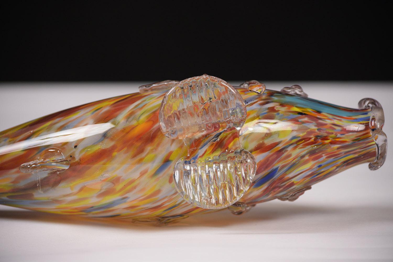 Modern Genuine Italian Vintage Murano Glass Fish Multi-Color
