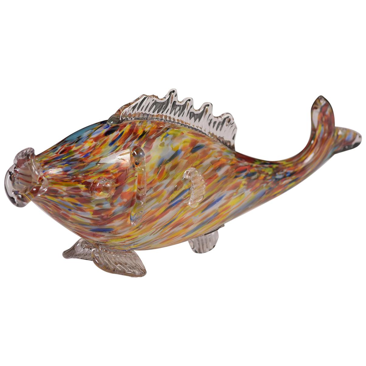 Genuine Italian Vintage Murano Glass Fish Multi-Color