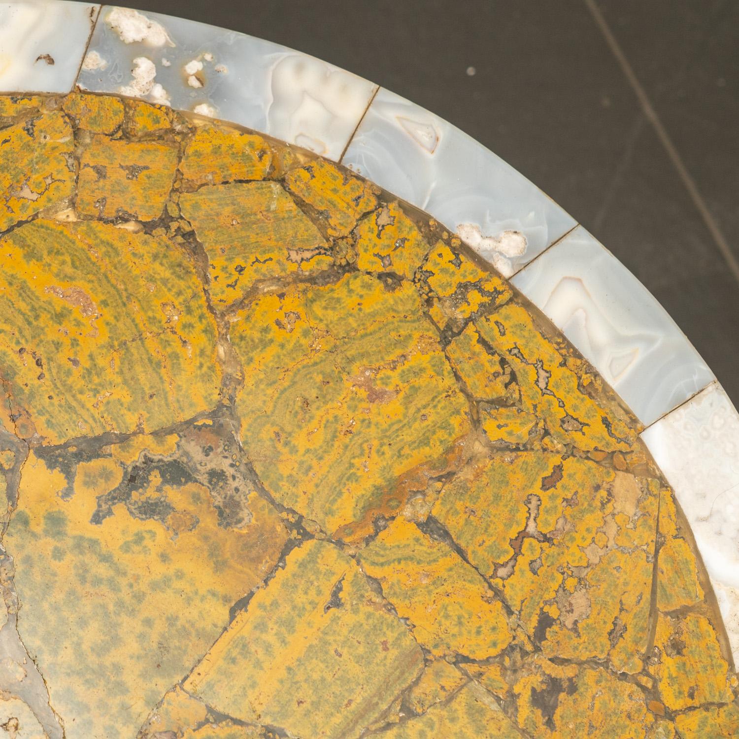 Malachite Genuine Jasper and Agate Round Coffee/End Table For Sale