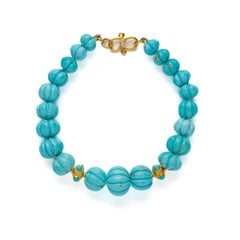 Bracciale con diamanti in oro 18 carati in vero turchese Kingman