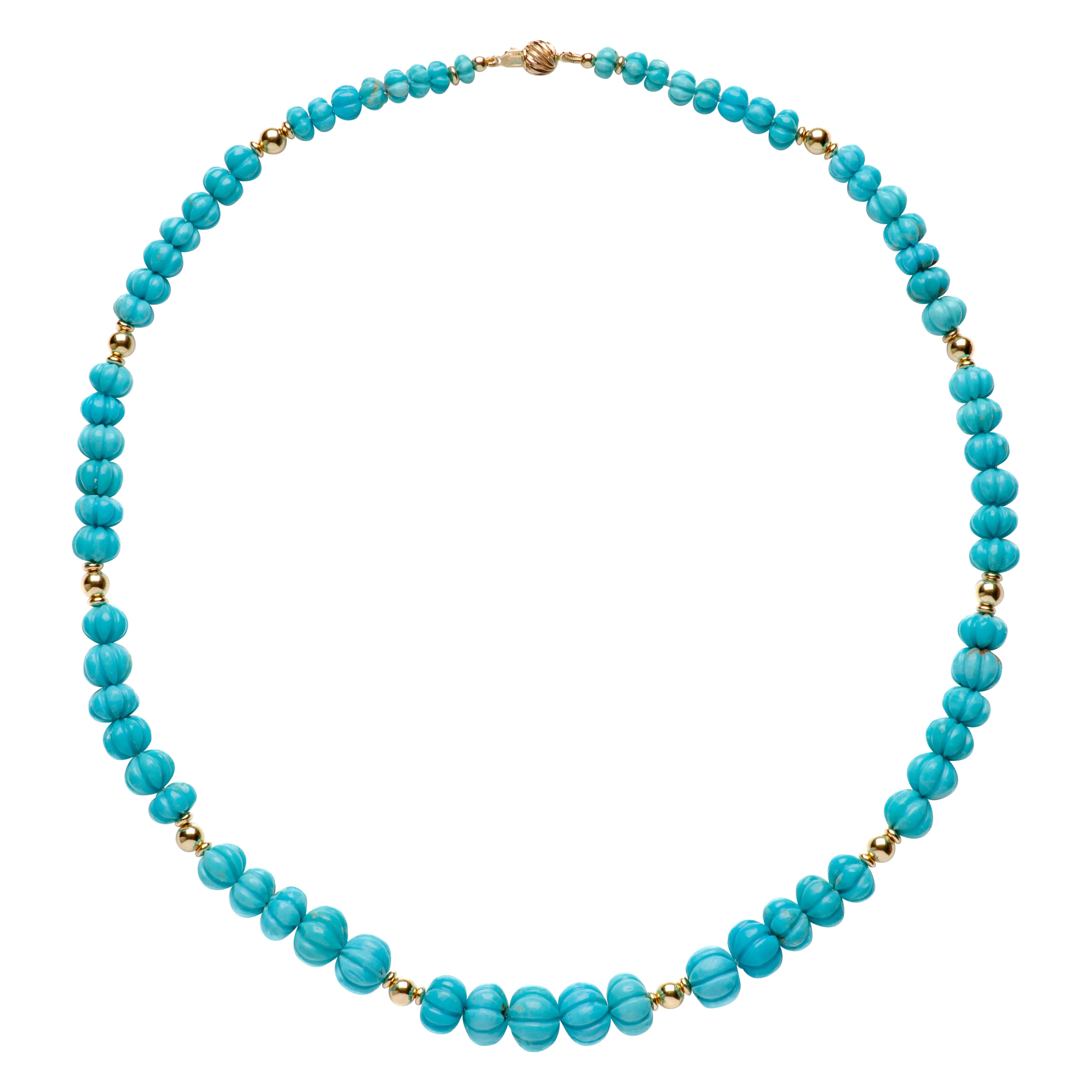 Genuine Arizona Persian Blue Kingman Turquoise 18K Gold Necklace