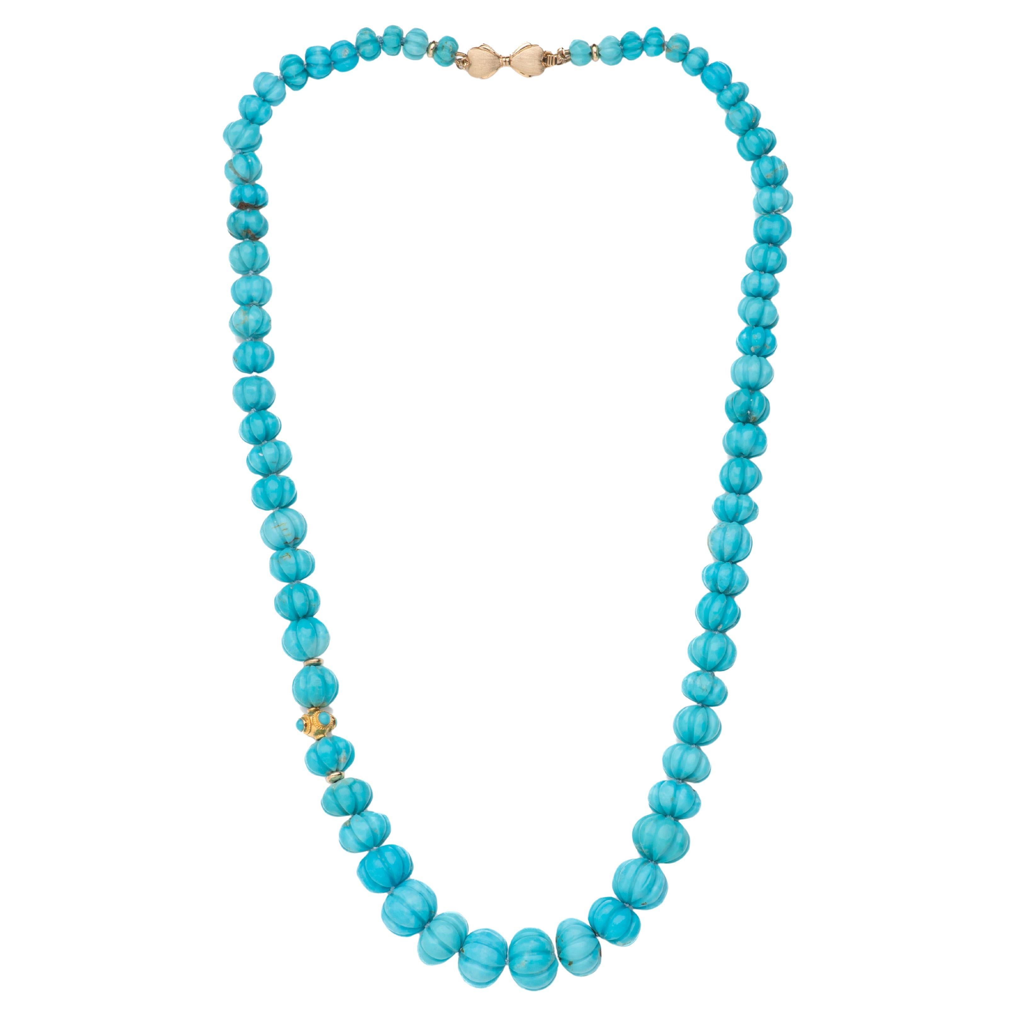 Collana in vero turchese Kingman in oro 18 carati