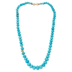 Genuine Kingman Turquoise 18K Gold Necklace
