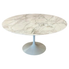 Genuine Knoll Saarinen 54" Arabescato Marble Tulip Dining Table