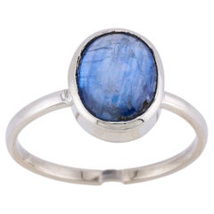 Genuine kyanite silver ring