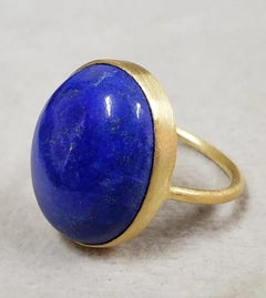 Bague cocktail en or jaune 14K en lapis-lazuli véritable