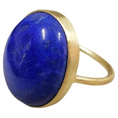 Genuine Lapis Lazuli Cocktail Ring in 14K Yellow Gold