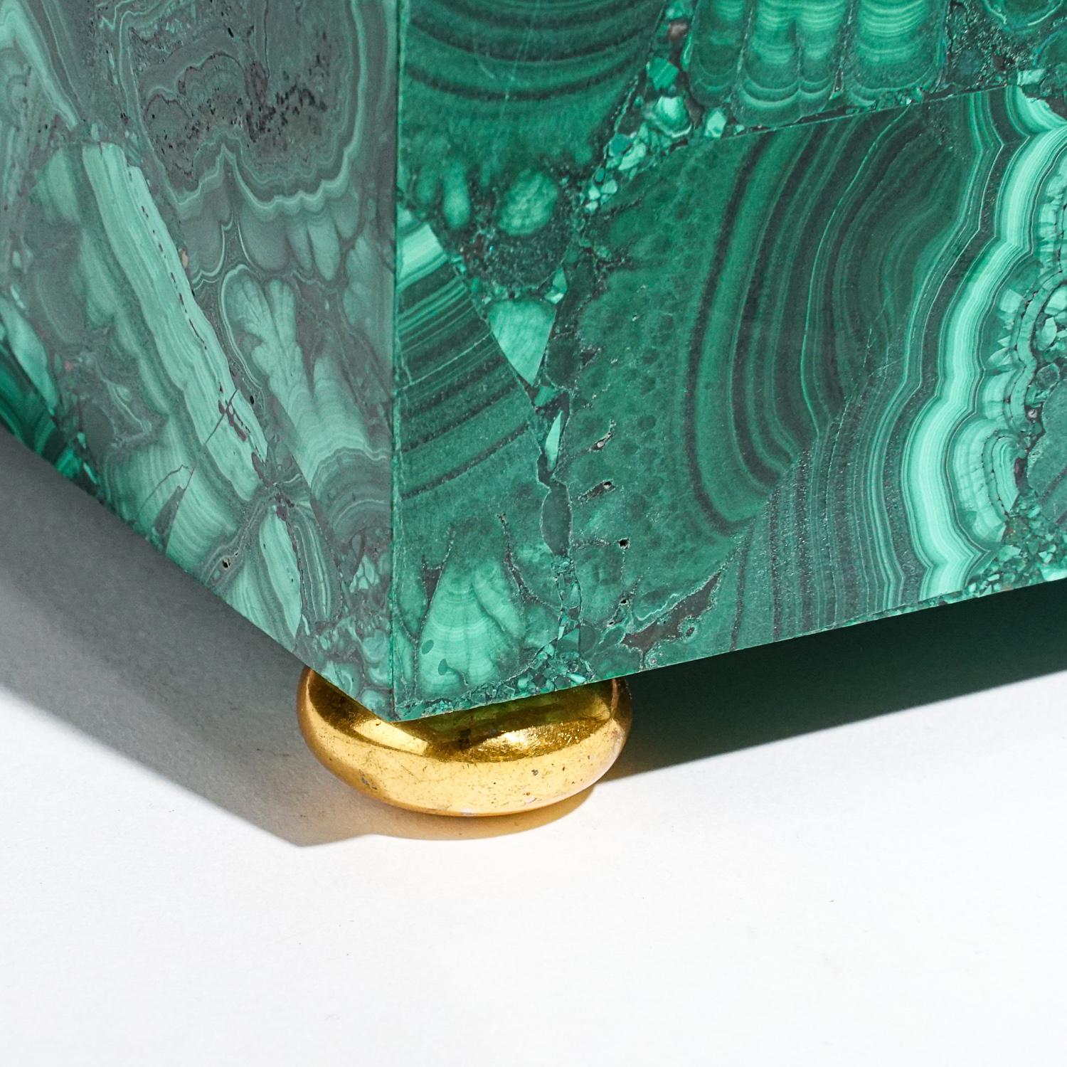 Hand-Crafted Genuine Large Malachite Decorative Jewelry Box ( 12