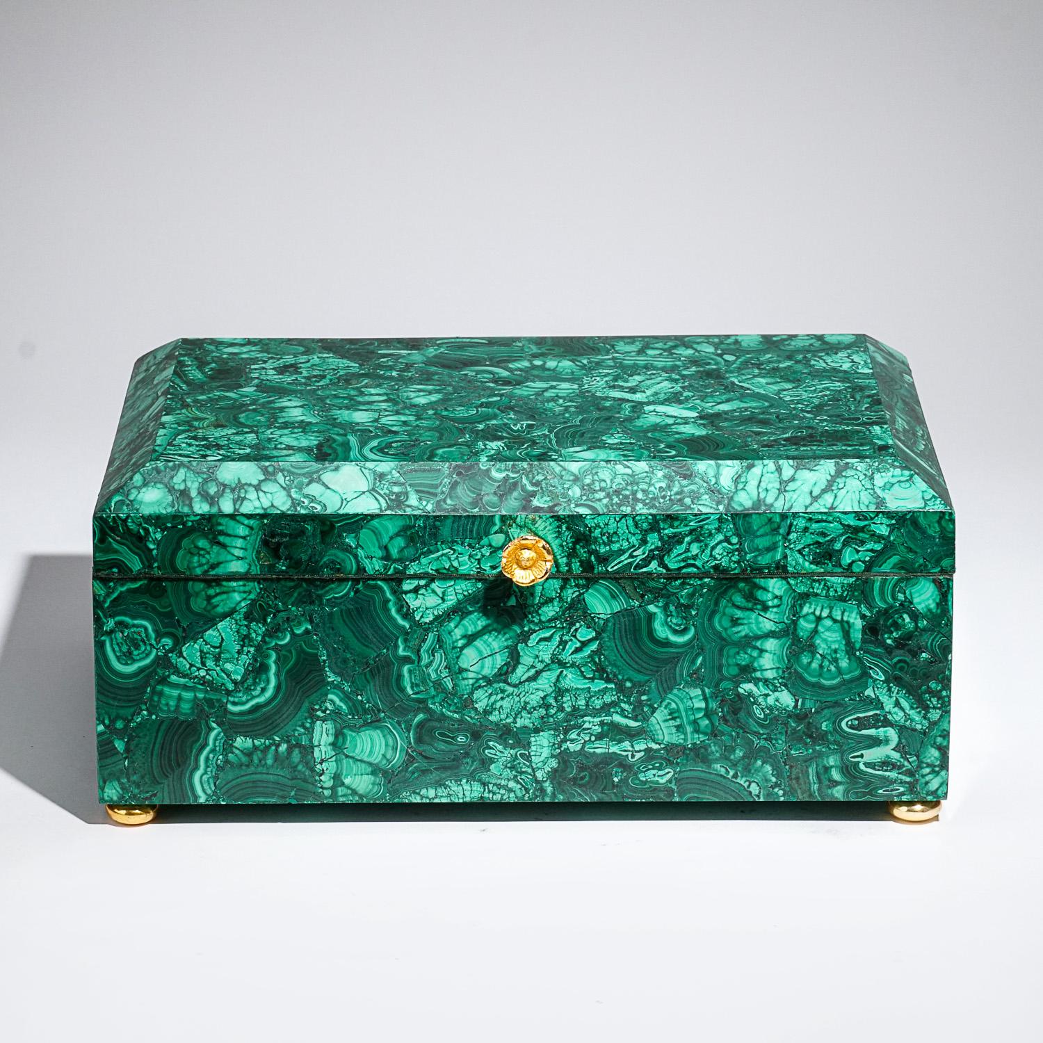 Contemporary Genuine Large Malachite Decorative Jewelry Box ( 12