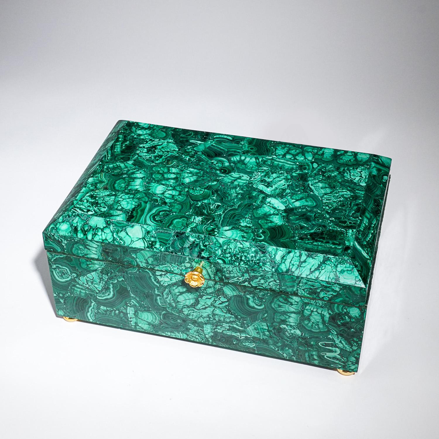 Genuine Large Malachite Decorative Jewelry Box ( 12