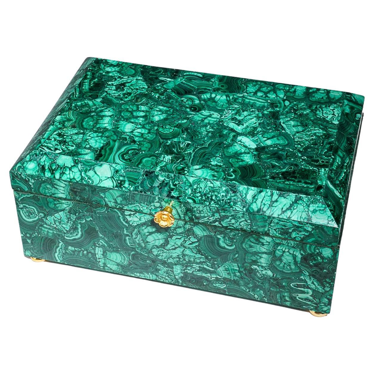 Genuine Large Malachite Decorative Jewelry Box ( 12" x 8.25" x 5"  '9.5 lbs)