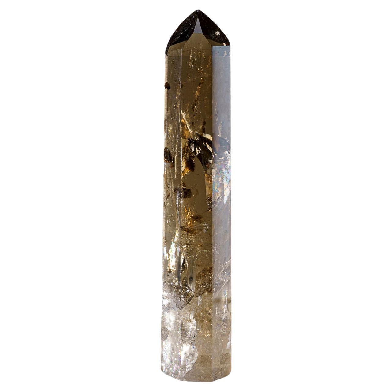 Punta de cristal de cuarzo ahumado grande auténtico de Brasil (1.65 libras)